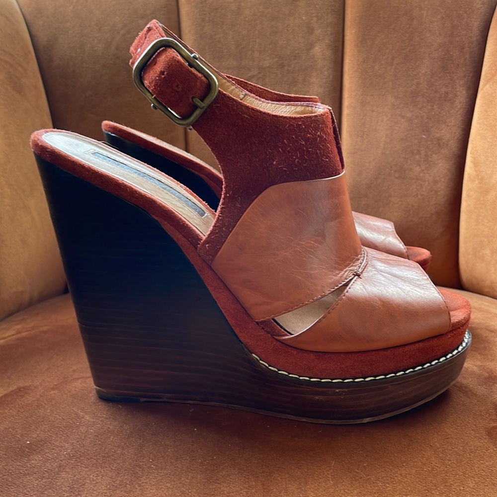 Modern Vintage Leather and Suede Wedges
